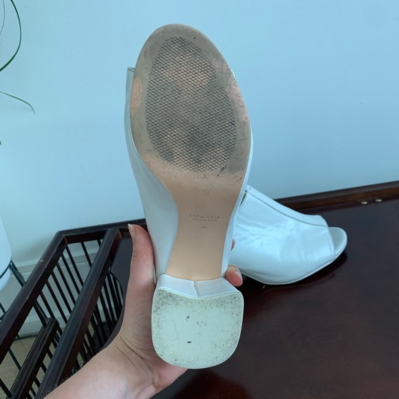 Zara Basic - White Chunky Heel With Thick Strap - Picture 8 of 14